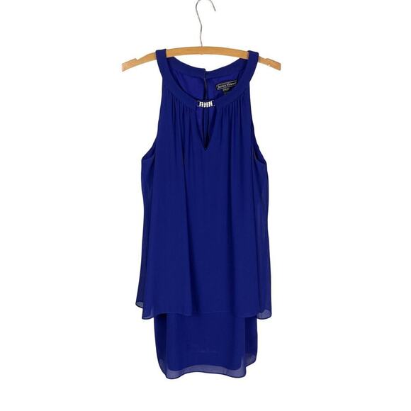 Jessica Howard Dresses & Skirts - Jessica Howard Royal Blue Halter Chiffon Sleeveless Midi Shift Dress - Size 14P